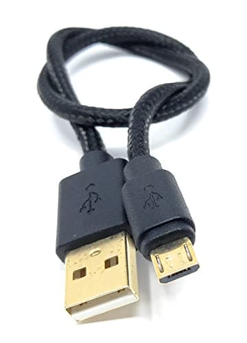 Image of DRUT 30cm short Micro USB to USB 2.0 Fast Charger Braided Cable 24AWG A-Male to Micro B Gold Connectors Lead 1ft Black