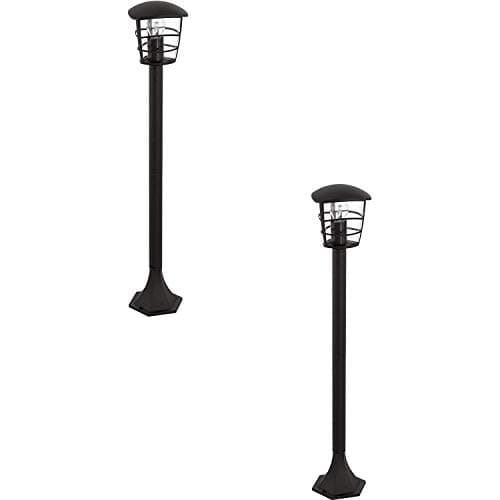Image of 2 Pack - IP44 Outdoor Bollard Light - Black Lantern - 1x 60W E27 Bulb Lamp Post - Weatherproof Waterproof Driveway Path Garden lamp Post Tall
