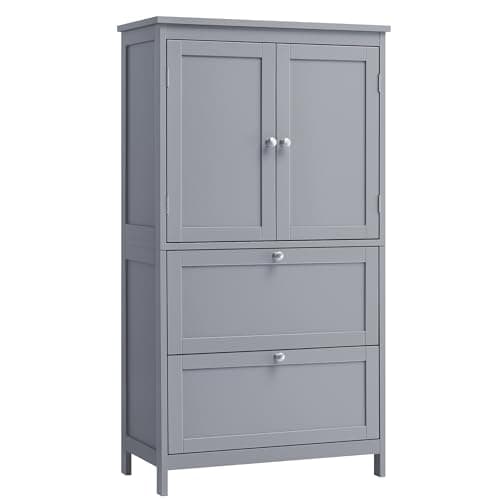 Image of VASAGLE Freestanding Bathroom Cabinet with 2 Drawers and 2 Doors, Adjustable Shelf, 30 x 60 x 110 cm, Dove Grey BBC551G02