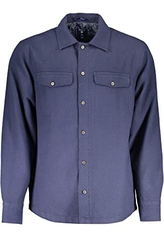 Image of GANT The padded overshirt in navy blue cotton, Blue 410, M