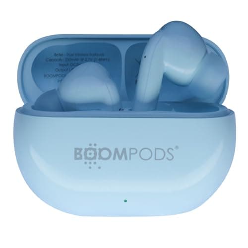 Image of Boompods Echobuds True Wireless Earbuds - Bluetooth Ear Buds with Built-in Mic, 19Hr Playtime, In Ear Headphones Made From Recyled Plastic, IPX4 Water-Resistant Earphones for Music & Calls, Sky Blue