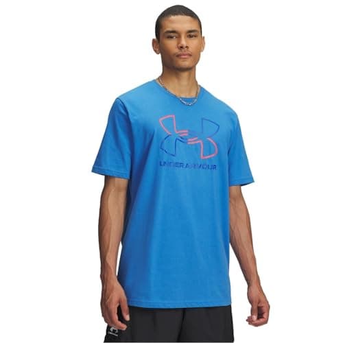 Image of Under Armour Men's Global Line Foundation Updated Short Sleeve, Super-Soft and Comfortable Men's T-Shirt, Fast-Drying Gym Tee for Training and Casual Wear,Blue Atlantis/Racer Red/Royal,LG