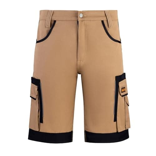 Image of WrightFits® Olympian Work Shorts Men Safety Combat Summer Cargo Shorts Multi Pockets Triple Stitched Heavy Duty Durable Workwear Combat Short for Men UK (Khaki-38)