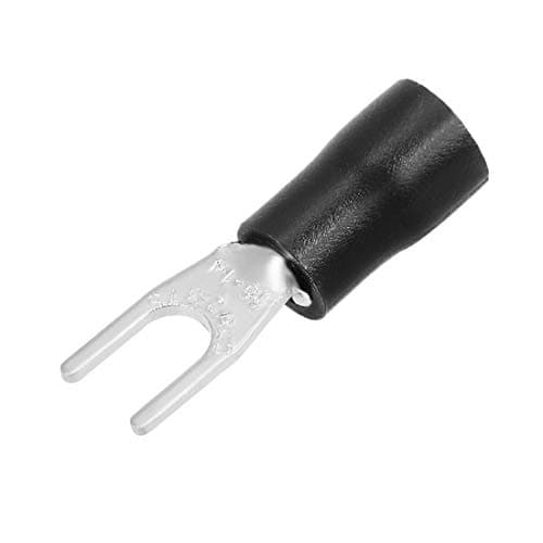 Image of sourcing map 50Pcs SV2-3.7S Insulated Fork Spade U-Type Wire Connector Electrical Crimp Terminal 16-14AWG Black