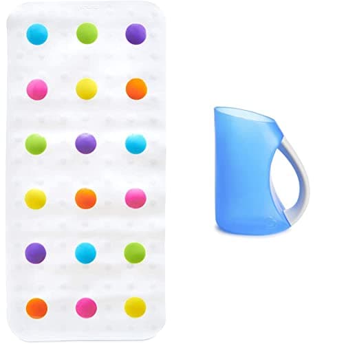 Image of Munchkin Dandy Dots Non Slip Baby Bath Mat, Colourful Bubble Bath Mat & Shower Mat, Safety Kids Bath Mat, Plastic Bath Mat & Floating Ocean Animal Themed, Bath Squirt Toys for Baby, 4 Count