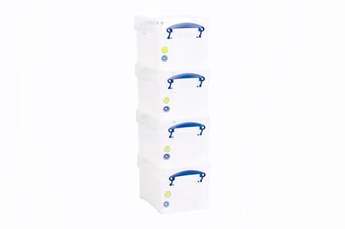 Image of Really Useful Box Plastic Storage 3 Litre Clear (Pack Of 4)