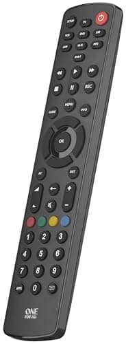 Image of One For All Contour 8 Universal Remote Control – Operates 8 devices (TV Freeview Blu-ray Media streamer IR Game and Audio) - Learning feature - Works with all brands - Black – URC1280
