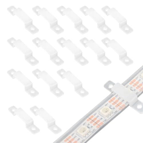 Image of VIPMOON 100 Pack Silicone LED Strip Mounting Clips, Dual-Screw-Hole Mounting Brackets for 10mm Wide 5050 2835 5630 LED Strip Lights, Screws Not Included