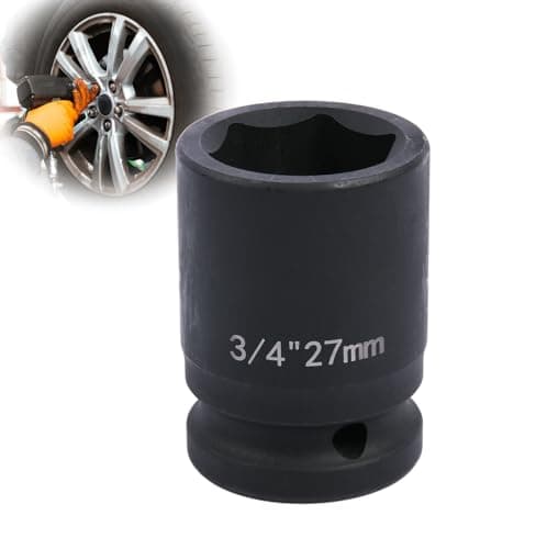 Image of Deep 6-Point Impact Socket 3/4" Drive 27mm,Chrome Molybdenum Steel, Anti-Rust Metric Hex Socket for Car Repairs and Impact Wrench