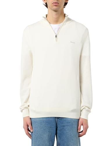 Image of GANT Cotton Pique Half Zip, Eggshell, 4XL