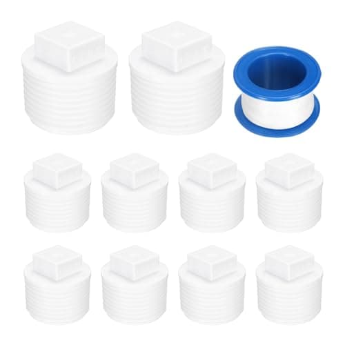 Image of sourcing map 10Pcs 1 Inch PT Male Thread PVC Pipe Fitting Plug, Cleanout Plugs, Water Drain End Caps Coupling Adapter with Tape for Water Heater Supply Lines, Plumbing, White