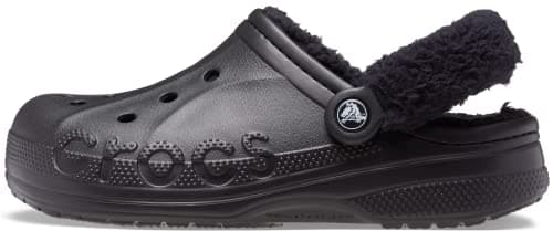 Image of Crocs Baya Lined Fuzz Strap Clog,Black/Black