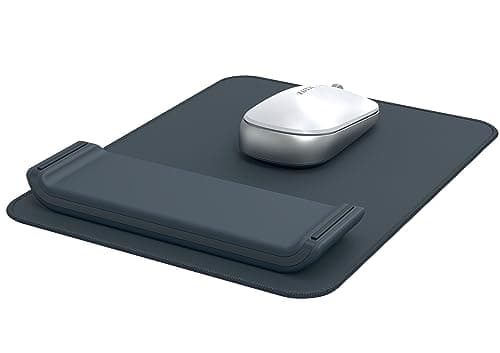 Image of Leitz Ergo Mouse Pad with Adjustable Wrist Rest, Two Height Settings, Velvet Grey/White Computer Mouse Mat, 65170089
