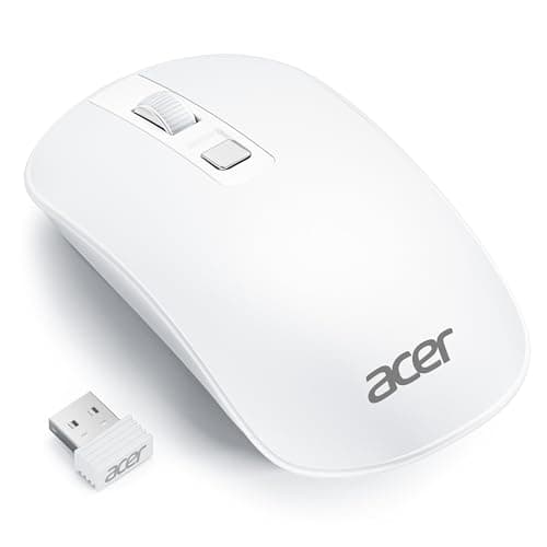 Image of acer Wireless Mouse, Computer Mouse Wireless with 2.4GHz USB Receiver, 1600 DPI Portable Ultra-Slim Mice with 4 Buttons, Lightwight, Compatible with Laptop, MacBook, Desktop, PC - White