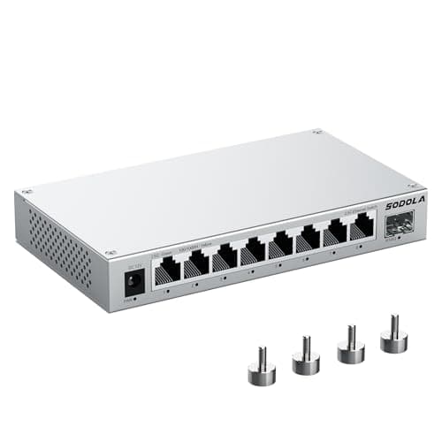 Image of SODOLA Unmanaged 8 Port 2.5Gb Network Switch with 1x 10G SFP+, Plug & Play, Fanless, Aluminum Alloy Cooling & Magnetic Mounting Ethernet Switch, Ethernet Splitter for Office Home NAS PC