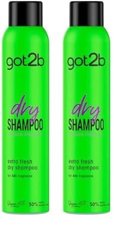 Image of got2b Dry Shampoo Instant Fresh Up Extra Fresh 200 ml, Cleans & Refreshes for 48h Fragrance, Hair Dry Shampoo, Vegan Formula (Pack of 2)