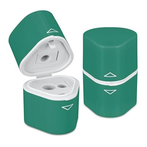Image of Pencil Sharpeners with Container – Perfect for Kids, Students, Artists – Manual Pencil Sharpener Pack of 2 (Green)