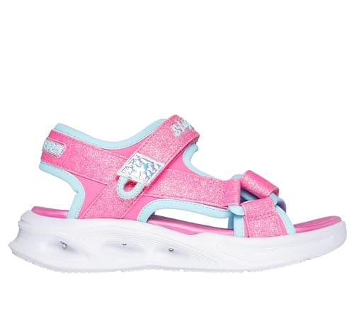 Image of Skechers Girl's Sola Glow Sandal Sneakers, Hot Pink Synthetic/Aqua Trim, 11.5 UK Child