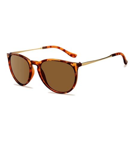 Image of WISDOM RISING FLOURISH Round Sunglasses for Women Retro Circle Shades Classic Style-Retro polarized Sun Glasses with UV400, Tortoise Brown