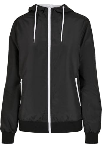 Image of Build your Brand Women's Recycled Windrunner Jacket, Black/White, XXXL