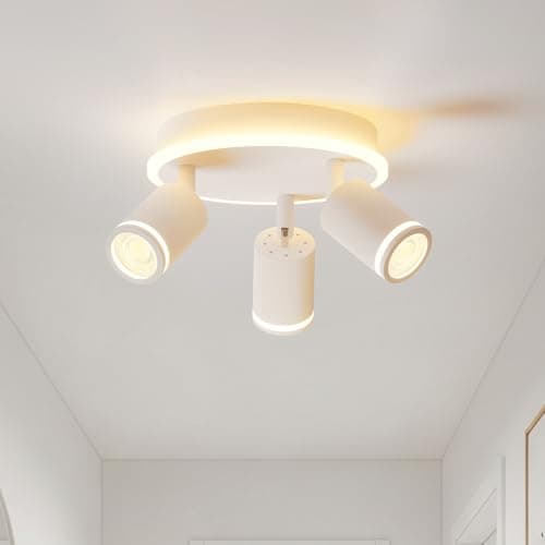 Image of LVWIT Ceiling Light Fitting,Bedroom Lights Ceiling,3 Way Spot Lights Ceiling,Adjustable White Ceiling Light,Kitchen Lights Ceiling,Spotlight Bar Lighting,Spotlights Ceiling Lights (GU10 base,NO Bulbs)