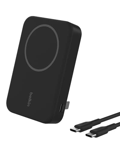 Image of Belkin BoostCharge Pro Wireless Power Bank 10000mAh with Qi2, MagSafe Compatible Portable Charger + Built-in Pop-up Kickstand, For iPhone 17, iPhone Air, 16, 15, 14, Pixelsnap and More - Black