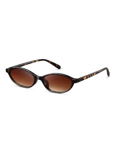 Image of kimorn Oval Sunglasses for Women Chic Cat Eye 90s Narrow Shades Trendy UV protection Sun Glasses (Tortoiseshell/Brown)