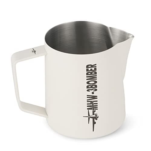 Image of MHW-3BOMBER Milk Jug 500ml, Stainless Steel Milk Jug for Coffee Machine, Home Barista Coffee Accessories, Cappuccino Latte Art Cup, Milk Frothing Pitcher, White, Model: P5020W-OS