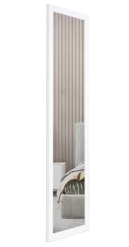 Image of Home Selections Full Length Wooden Wall Mounted Mirror - White - 35x110cm