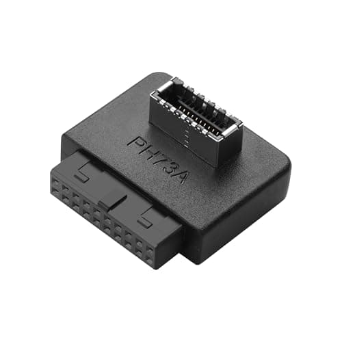 Image of ELFJMZP USB 3.2 Gen 1 19/20-pin (Model A) to USB 3.2 Gen 2 Type-E 20-pin 90° Adapter, for PC Motherboard 19-pin USB 3.0 to Front Panel USB 3.1/3.2 Internal Type-E 20-pin (TYPE - A)