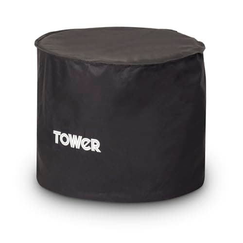 Image of Tower Fire Pit Cover - Heavy-Duty Waterproof & Windproof Outdoor Charcoal Grill Cover, UV Resistant, Black, T978512COV
