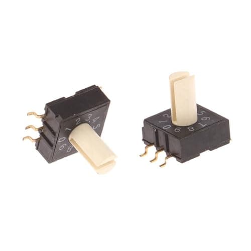 Image of Auratrove RM3HAF-10 Rotary for dial Switch 10 Position 0-9 Coding Selector 3:3 Terminal for smd Handle for PCB Industrial Control Black