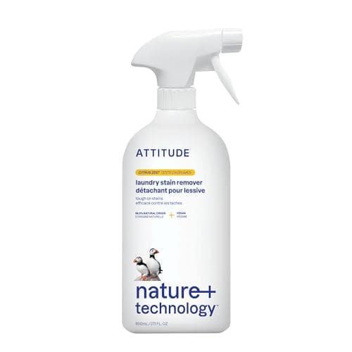 Image of ATTITUDE Laundry Stain Remover, EWG Verified, Tough on Stains, Plant-Based & Vegan, Natural Laundry Soap, Citrus Zest Scent, 800 mL