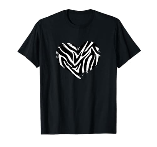 Image of Cool Zebra Print Heart Animal Skin Gift for Women T-Shirt