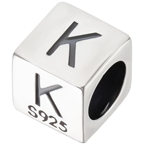 Image of Beebeecraft 1 Box 1Pc Cube Letter Beads Sterling Silver K Alphabet Beads for DIY Friendship Bracelet Jewellery Making