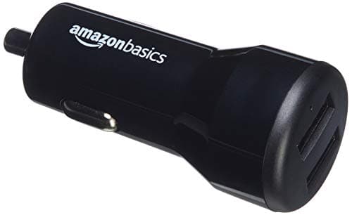 Image of Amazon Basics Dual-Port USB Car Charger Adapter for Apple and Android Devices, 4.8 Amp, 24W, Black