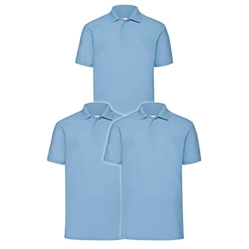 Image of Fruit of the Loom Men’s Polo Shirt, Pack of 3 - Blue - Large