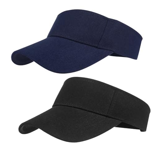 Image of Sun Visor Cap,2Packs Women Ponytail Baseball Cap for Women and Ladies,Long Peak Thicker Sweatband Adjustable Hat for Golf Cycling Fishing Tennis Running Jogging Visor Hats for Men(Black,Deep Blue)