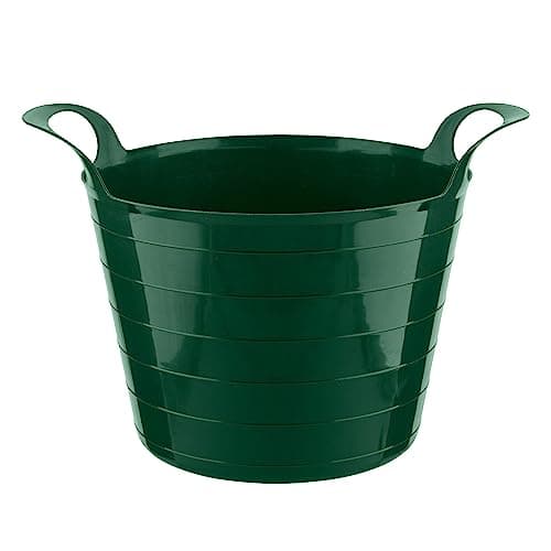Image of HOMESHOPA Flexi Tub, 7.5 Litre 1 Pack Green Garden Home Flexible Rubber Storage Container Bucket, Polyethylene Flex Tub, Multi Purpose Robust Plastic Garden Trugs, Laundry Basket