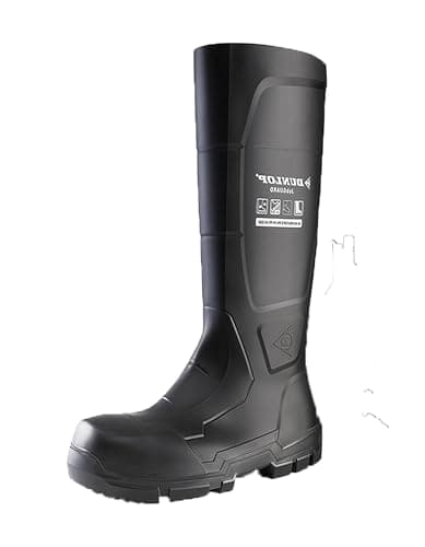 Image of DUNLOP JobGUARD - Unisex Heavy Duty Waterproof Industrial Work Boots, Black, Chemical and Slip Resistant PVC Wellies with Steel Toecap and Midsole for Outdoor and Construction - EU44, UK10
