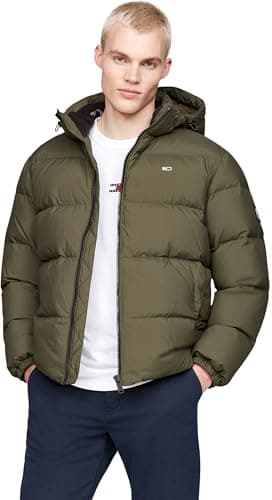 Image of Tommy Jeans Men's Tjm Essential Down Jacket Ext Dm0dm19786 Other Jackets, Green (Fatigue Green), XXL