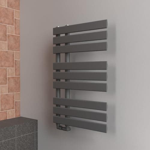 Image of Lux Heat Anthracite Grey Open-Flat Designer Towel Radiator 800mm (H) x 500mm (W)