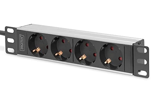 Image of DIGITUS 4-way power strip - 1U - 10-inch (254 mm) - rack mounting in network cabinet - DN-95418 - silver/black