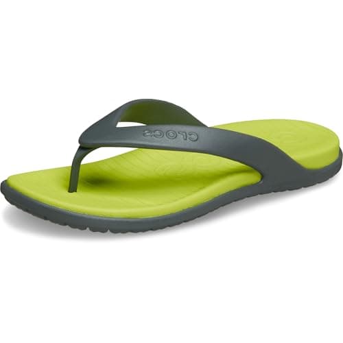 Image of Crocs Unisex Adult, Coast Flip, Slate Grey/Citrus, 10 UK Men