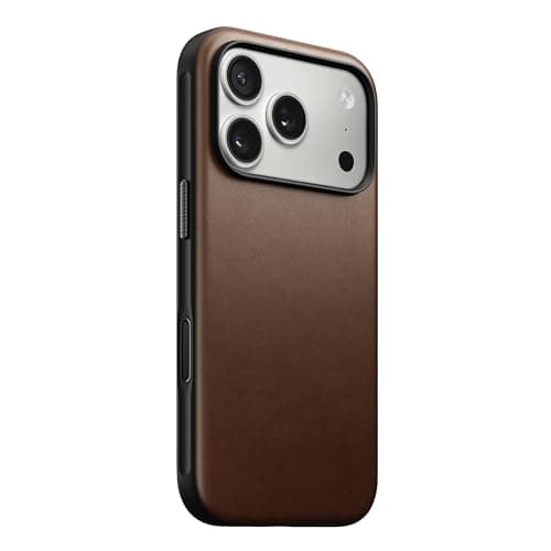 Image of NOMAD Modern Leather Case Brown Compatible with iPhone 17 Pro Leather Magsafe Charging Compatible Phone Case for iPhone 17 Pro