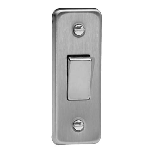 Image of Varilight 1 Gang 10 Amp 1 or 2 Way Rocker Architrave Switch Matt Chrome,87x32x25mm