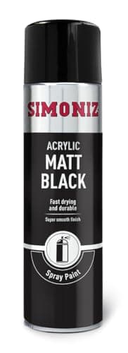 Image of Simoniz Matt Black Spray Paint, Easy To Use Black Aerosol Spray Paint For Wood, Metal & Plastic Surfaces, Perfect Car Paint For Bodywork, Wheels Or Around The Home, Fast Drying & Durable Paint, 500ml