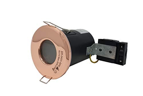 Image of UKEW Fire Rated Recessed Ceiling Downlights - Pack of 4 GU10 LED Frosted Glass IP65 Waterproof 240V Dimmable Shower Bathroom Spotlights (Rose Gold)