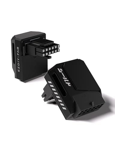 Image of EZDIY-FAB Shield PCIe 5.1 GPU Power Adapter -12VHPWR/12V2x6 16 Pin Right Angle Adapter for 12+4pin RTX 3090Ti 4070Ti 4080 4090 GPU,90 Degree Right Angle - RVS Type, Black, 1 Pack