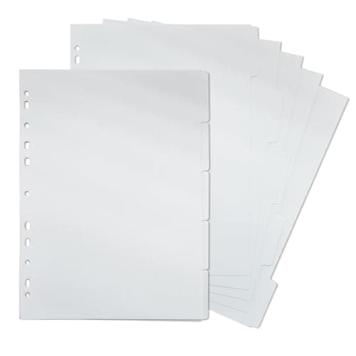 Image of DY.2ten A4 Binder Dividers 11-Holes, 1/5 Cut Tabs, White Paper Dividers with 5 Tabs for School Office Home, 2 Sets, 10 Paper Index Dividers
